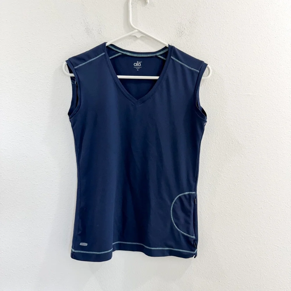 Alo Cool Fit Tank Top Navy Blue Workout Athleisure Yoga M